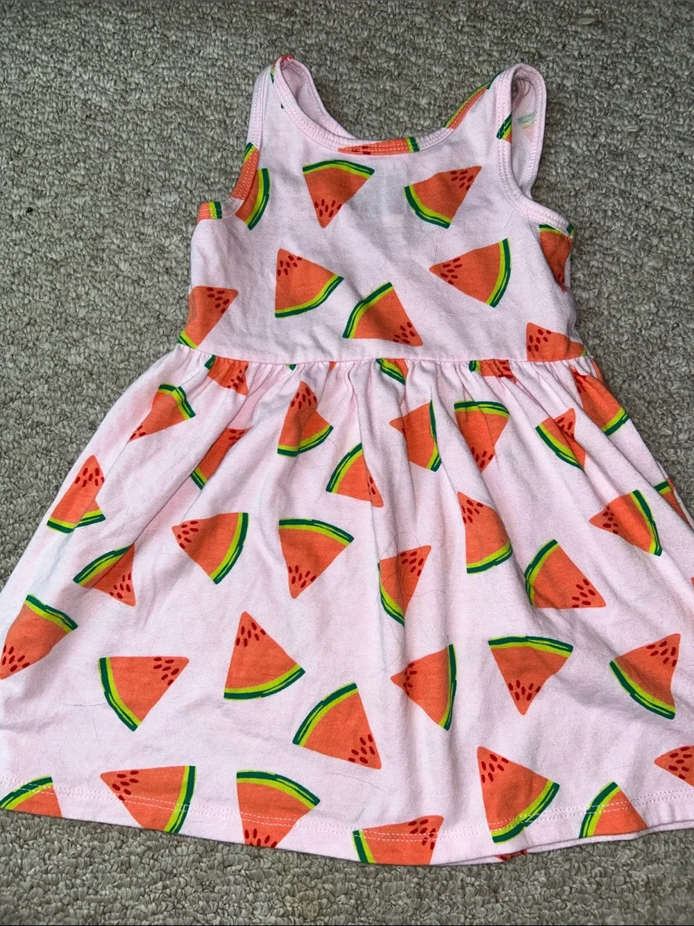 Girls Pink Watermelon Print Tank Dress